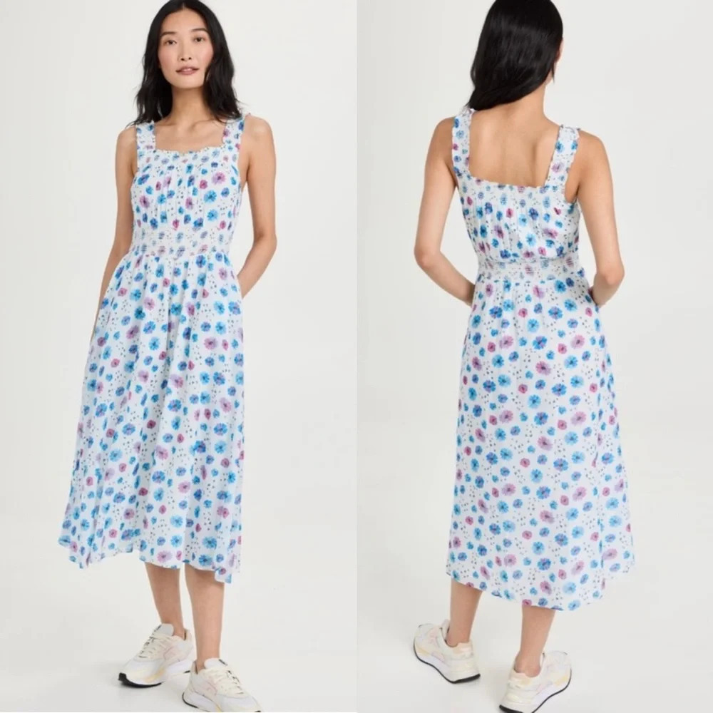LoveShackFancy Pasha‎ Floral Midi Dress in Deep Cotton Candy